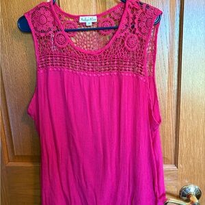 Indigo Rose Magenta Crochet Detail Tank Top